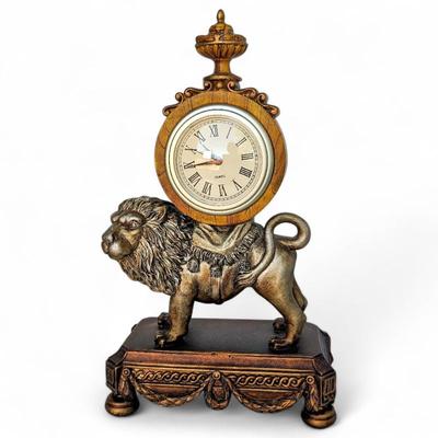 Vintage French Style Lion Figurine Clock