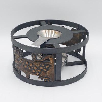 Cast Iron and Brass Chafing Dish Stand with Accessories