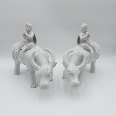 Pair of Chinese Blanc De Chine Porcelain Figurines