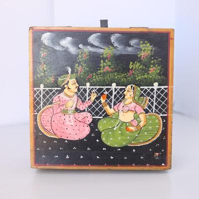 Hand-Painted Wooden Indian Miniature Jewelry Box