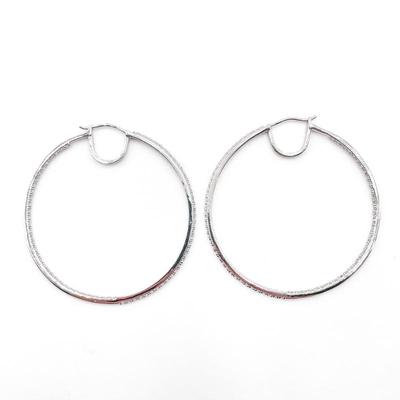 JCM Sterling Silver Cubic Zirconia Pave Hoop Earrings