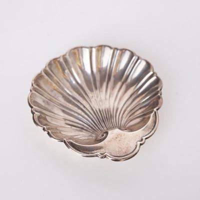 Footed Silver-Plated Shell Dish