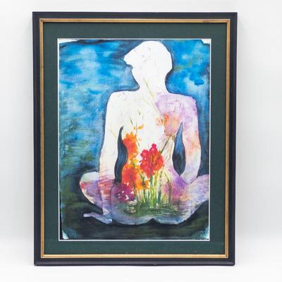 Framed Print Reproduction of Stylized Woman with Flowers