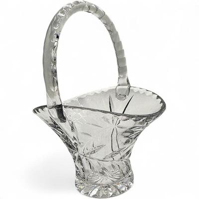 Etched Leaf Glass Basket