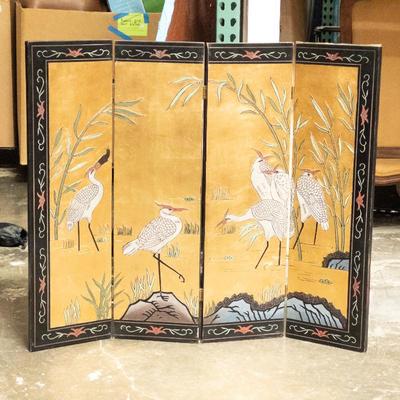 Japanese Folding Screen Cranes by the River