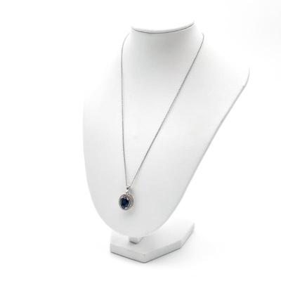 Sterling Silver Blue Stone Pendant Necklace