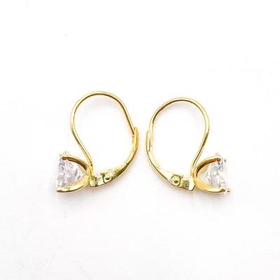 Gold-Plated Sterling Silver Cubic Zirconia Leverback Earrings