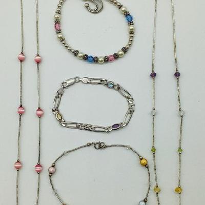 Sale Photo Thumbnail #108: Sterling Silver Jewelry with Pastel Colored Crystal & Bead Accents