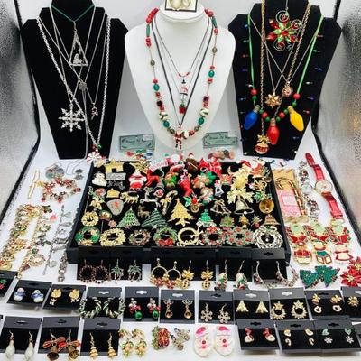 Sale Photo Thumbnail #79: Christmas and Holiday Themed Jewelry: Some Signed, Sterling, Vintage