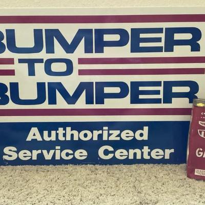 Sale Photo Thumbnail #150: Man Cave Decore: Vintage Double Sided Sign and Gas Can