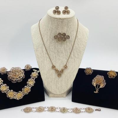 Sale Photo Thumbnail #34: Amazing Silver Filigree Jewelry: Three Sets and a Single Sombrero Bracelet