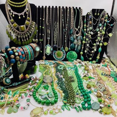 Sale Photo Thumbnail #21: Glorious Green Jewelry: Some Vintage, Signed