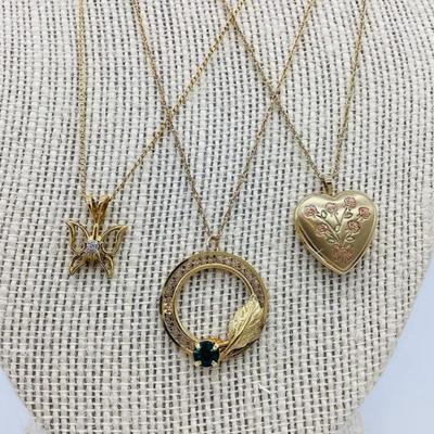 Sale Photo Thumbnail #40: 14K G.F. Necklaces (Diamond Butterfly & Locket) +12K G.F. Circle Necklace