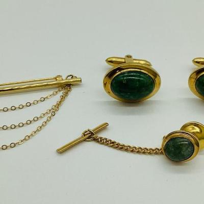 Sale Photo Thumbnail #25: 1/20 14K Gold Filled Cuff Links, Tie Pin, and Bar Brooch