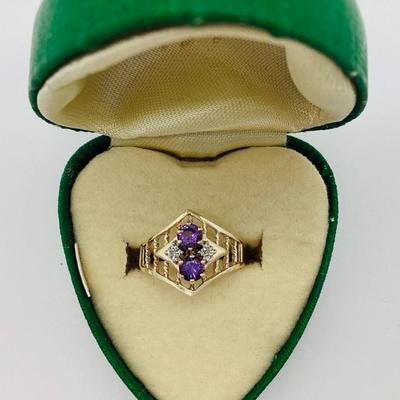 Sale Photo Thumbnail #146: 10K Yellow Gold Diamond and Amethyst Ring