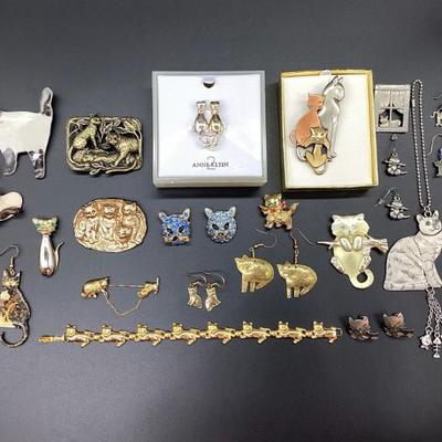 Sale Photo Thumbnail #71: Cat Jewelry: Some Vintage, Signed, Silver