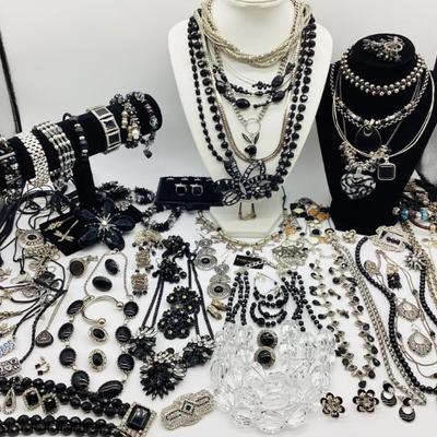 Silver tone and Black Jewelry