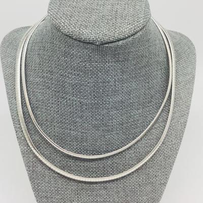 Sale Photo Thumbnail #126: Two Sterling Silver Omega Chain Necklaces/Chokers