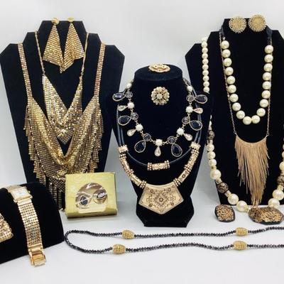 Sale Photo Thumbnail #82: Shimmering Shades of Vintage Gold Tone Jewelry: Some Signed