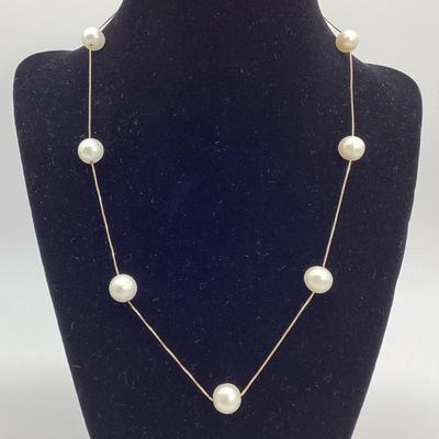 Sale Photo Thumbnail #143: 10K Yellow Gold Stationed Cultured Pearl Necklace