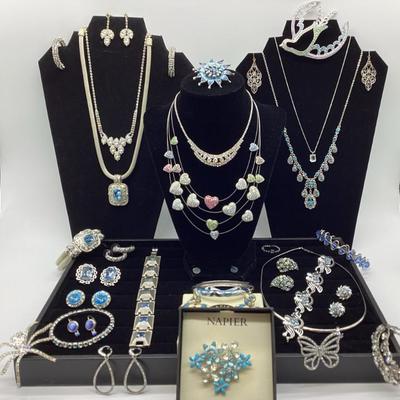 Sale Photo Thumbnail #55: Baby Blue and Pastel Colored Rhinestone Jewelry: Some Vintage, Signed