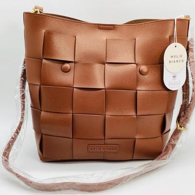 Sale Photo Thumbnail #88: MELIE BIANCO Simone Woven Brown Saddle Bag