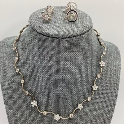 Sale Photo Thumbnail #111: Vintage Sterling Silver Wavy Necklace + Two Pairs of Signed Earrings