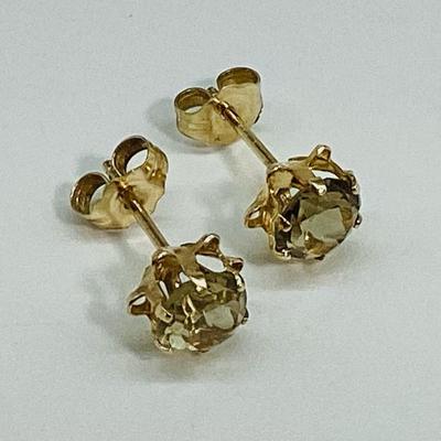 Sale Photo Thumbnail #138: 14K Yellow Gold Filled Smoky Quartz or Citrine Stud Earrings