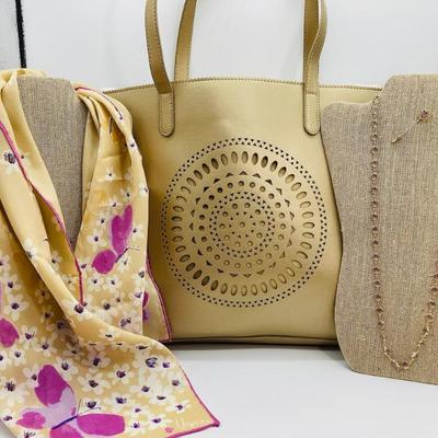 Sale Photo Thumbnail #91: NEIMAN MARCUS Tote, Scarves by Vera Scarf, Necklace, and Pin