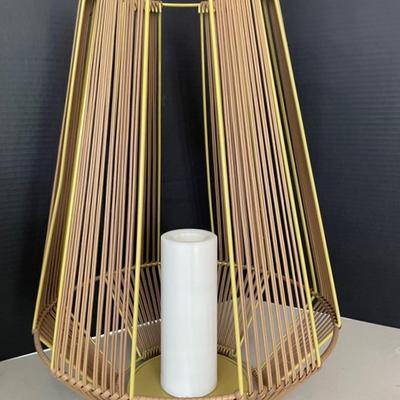Basket Weave Lantern With LED Candle 