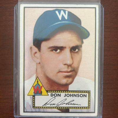 1952 Topps Baseball Card. Don Johnson - Washington Senators. Card #190