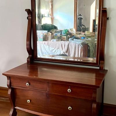 Empire Style Mahogany Dresser with Mirror