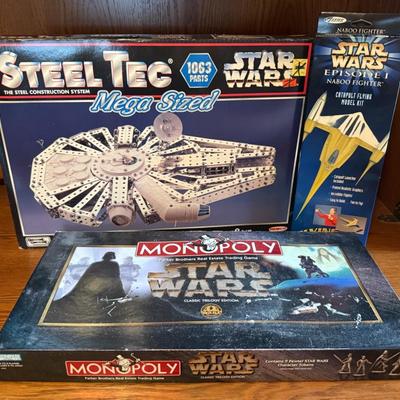 Star Wars Collectibles (3) With SteelTec Mega Millennium Falcon, Monopoly, Estes Glider 