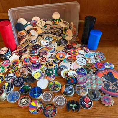 Large Collection Of Vintage & Original POGs Or Caps Game Pieces With Tubes, Slammers, Etc