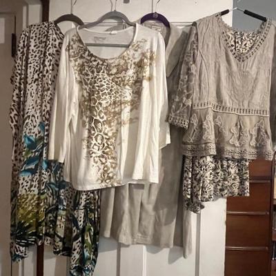 Bohemian Style Tops and Outfits (4) Sizes L-3 with Chicos, April Cornell 