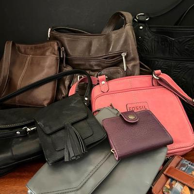 Leather Handbags (6) and Wallets (3) from Fossil, Stone Mountain and More 