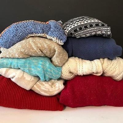 Sweaters in Wool and Cotton (9) Size L, with Eddie Bauer, Calvin Klein 