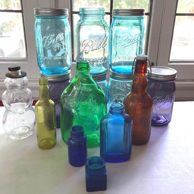 Vintage Bottles With Mason Jars 