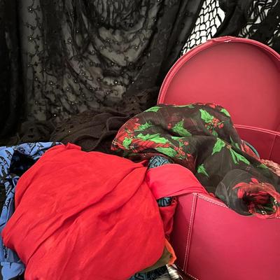 Crocheted Shawls and Shrug, Silk Scarves with Hat Box