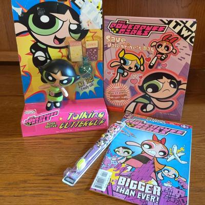 Talking Power Puff Girls Buttercup W/ Comic, Valentines Book, Toothbrush