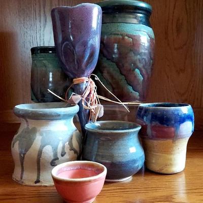 Decorative Hand Thrown Glazed Pottery (7 Pieces)