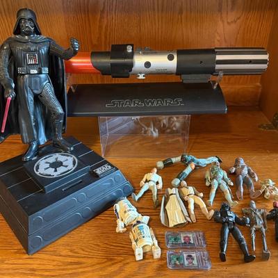 Star Wars Darth Vader Bank, Master Series Replica Lightsaber & Miscellaneous Figures