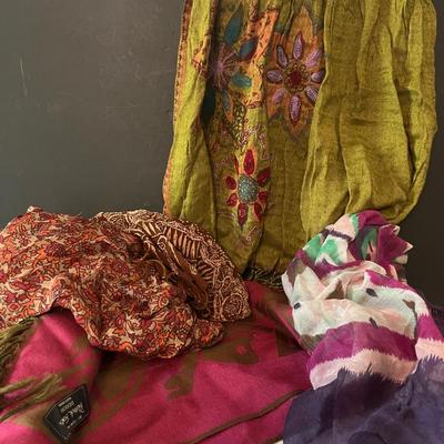 Bohemian Style Scarves (4) with Patricia Nash, Embroidered, Silk