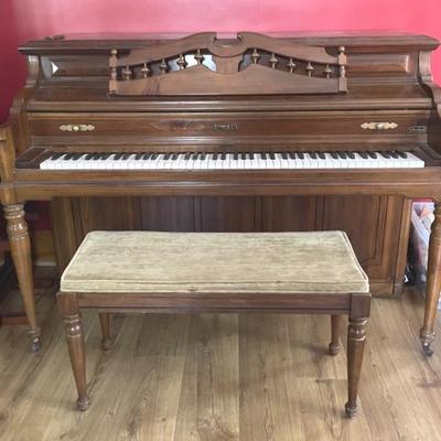 Kimball Artist Console Walnut  Upright Piano 
