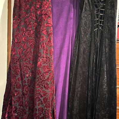 Goth Velvet Maxi Dresses (2) and Holy Clothing Purple Maxi Dress with Capelet 