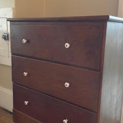 Vintage Stained Pine Chest Of Drawers