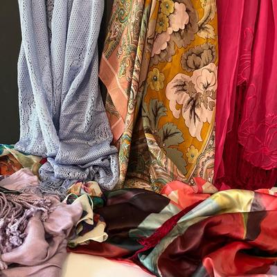 Boho and Floral Scarves and Shawls (6) with Pure Silk, Calvin Klein