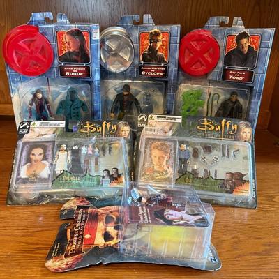 6 Sealed Older Action Figures With X-Men, Buffy, Pirates Of The Caribbean