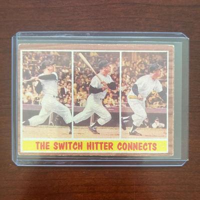 1962 Topps Baseball Card. Mickey Mantle. The Switch Hitter Connects. Card #318