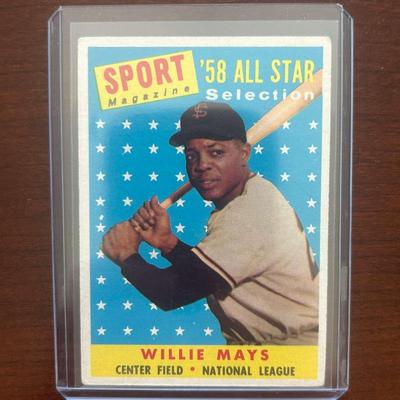 1958 Topps Baseball Card. Willie Mays All Star. Card #486